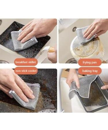 5Pcs Multipurpose Wire Dishwashing Rags for Wet and Dry Double Layer Non-Scratch Scrubbing Wire Dishwashing Rags Reusable Wire Dishwashing Rag Dish Towels for Counters Stove Tops Easy Rinsing - Buy Online on GoSupps.com