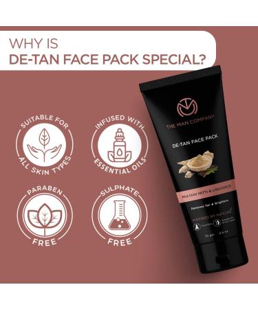 The Man Company Tan Removal Face Pack with Multani Mitti, Turmeric & Vitamin C - 75gm | Glowing Skin & Unclog Pores - Buy Online on GoSupps.com