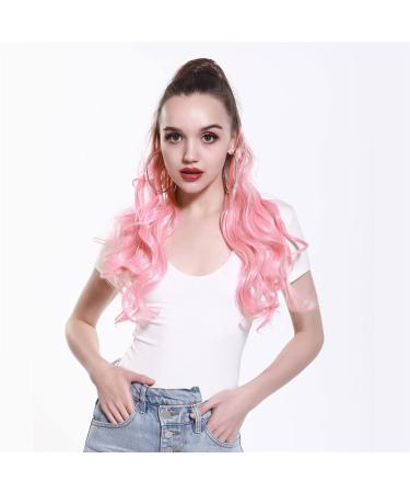 Shadow Curly Ponytail Extensions | Afro Long Clip-in Wavy Synthetic Hair Piece - 26 inches Blonde Pink - Buy Online on GoSupps.com