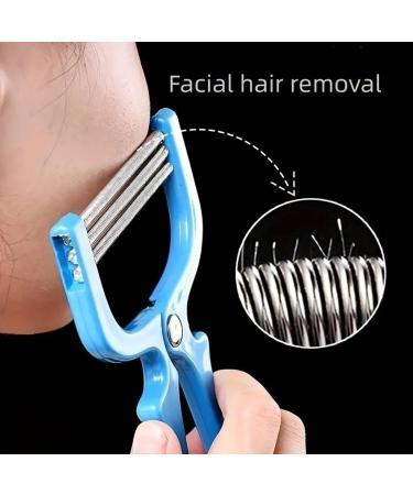 Handheld Facial Hair Epilator - Pain-Free Hair Removal for Eyebrows & Upper Lip | Smooth Skin Cleaner & Face Shaver | Portable Salon Home Beauty Tool - Blue - Buy Online on GoSupps.com