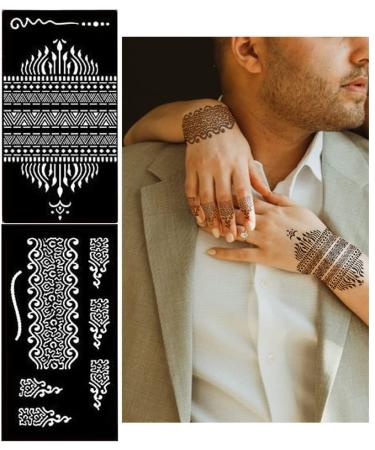 XMASIR Henna Tattoo Kit Stencils - 16 Sheets | Temporary Reusable Indian Arabian Tattoo Templates for Body Art - Buy Online on GoSupps.com