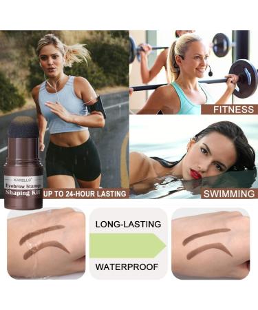 Brow Stamp Waterproof Makeup Eyebrow Powder Stencil Kit One Step Brow Stamp Shaping Kit for Grooming and Drawing Brows Reusable Eyebrow Tint Styling Tool Eye Brow Stamp with Brow Brush Cosmetic Tool - Buy Online on GoSupps.com