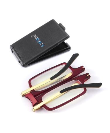 Szeoeom Ultra thin foldable reading glasses ultra -light blue light foldable reading devices to men woman compact travel portable rectangle female case red 1 dioptria - Buy Online on GoSupps.com