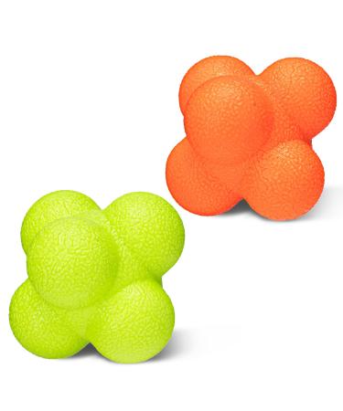 PSG.LGD Hexagonal Reaction Ball High Density Rubber Foam Bounce for Agility Reflex and Coordination Training Green,Orange,Yellow