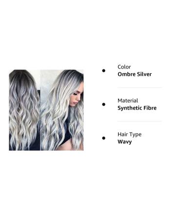 Long Wavy Synthetic Wig - 23 Natural Full Hair - Heat Resistant Ombre Silver - Buy Online on GoSupps.com