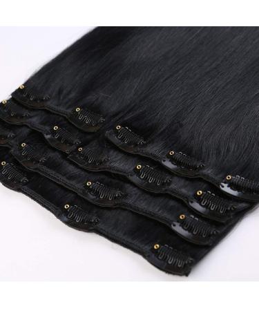 Real Remy Human Hair Extensions Clip In Extensions Human Hair Extension 8pcs 18clips 105g-50cm (#1 Black)