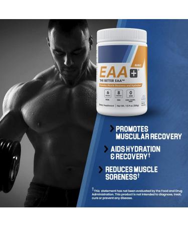 Modern's EAA+ Essential Amino Acid Powder Blue Raspberry - Post Workout Muscle Recovery & Hydration Drink - 8g EAAs, 6g BCAAs, Sugar Free - 30 Servings 12.9 oz - Buy Online on GoSupps.com