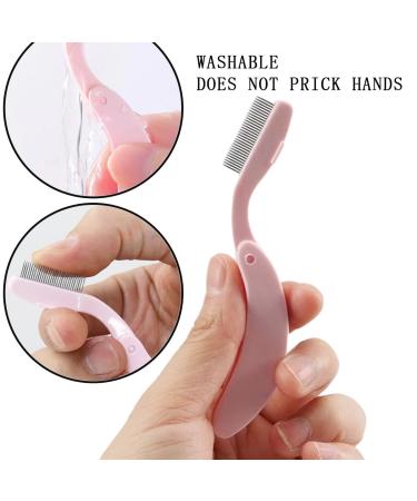 6 PCS Folding Eyelash Comb Set - Stainless Steel Lash Separator & Brow Comb | Metal Teeth Eyebrow Mascara Applicator - Perfect for Defined Lashes | Black & Pink Colors - Buy Online on GoSupps.com