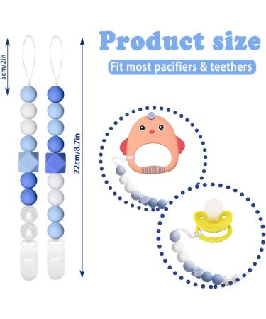 Flow Fire Silicone Dummy Clip - 2Pcs Baby Dummy Clips for Boys and Girls | Fits All Soothers and Dummies - Blue - Buy Online on GoSupps.com