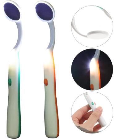 Buy Healifty 2pcs Dental Mirror with Light - Green & Orange Tooth Inspection Tools for Optimal Oral Care - International Shipping Available - Buy Online on GoSupps.com