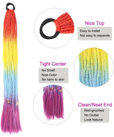 Ponytail Extension 24" Colored Braids Ponytail Extensions with Elastic Hair Tie 12 Strands Rainbow Braided Synthetic Ponytail Hairpieces for Women Girls Ponytail Hair Extension (Color : C25 Size : 24inches C25 - Buy Online on GoSupps.com