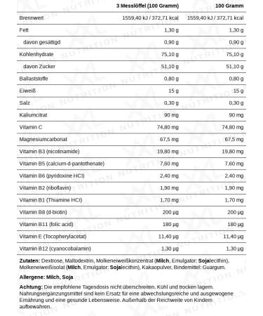 XXL Nutrition Weight Gainer Voor Verantwoorde Gewichtstoename Maaltijdvervanger hoog in Koolhydraten & Eiwitten Concentraat & Isolaat Aankomen Mass Gainer Diverse Smaken 2500 gram Chocolade - Buy Online on GoSupps.com