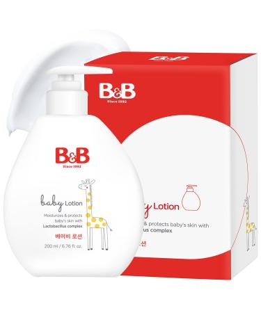 B&B Baby Lotion - Soothing & Moisturizing Face and Body Lotion for Newborn Babies - Sensitive Delicate Skin Baby Infant Lotion with Jojoba Oil & Shea Butter   Allergen Free Citrus Scent  6.76 fl.oz.