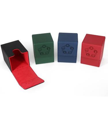 ZLCA Card Deck Box - Fits 100+ Single Sleeved MTG Cards - PU Leather - Strong Magnet - Black & Red - Buy Online on GoSupps.com