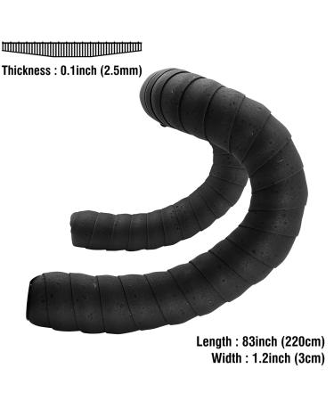 Thinvik EVA Cork Bike Handlebar Tape - Anti-Slip Sweat-Absorbent Bar Wraps for Road Cycling - 2 Rolls (Black) - Buy Online on GoSupps.com