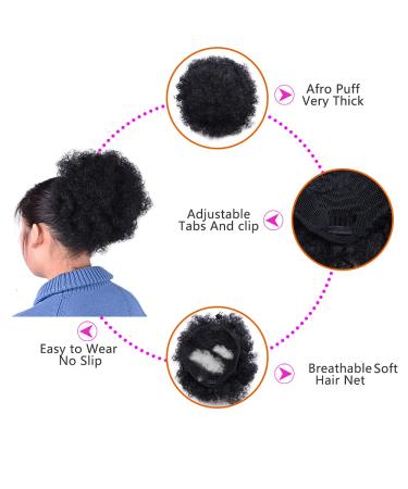 8-Inch Afro Puff Synthetic Hair Bun | Kinky Curly Drawstring Ponytail & Clip Extensions for Women - Color 4 - Buy Online on GoSupps.com