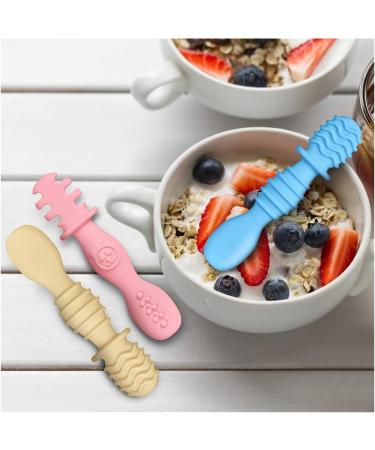 Vicloon Silicone Baby Spoon Set - 6Pcs Easy Grip Utensils for Self Feeding & Weaning - Soft Toddler Cutlery Kit in Blue/Pink/Yellow - Buy Online on GoSupps.com