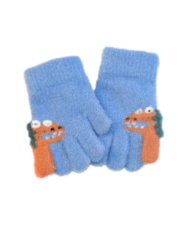 Baby Kids Cartoon Dinosaur Knitted Gloves Lovely Baby Toddler Thermal Knitting Wool Gloves Mittens for Children Girls Boys Age 2-6 Years Old (Dinosaur 2-6Y Blue)