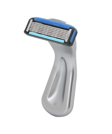 Manual razor for men waterproof precise portable razor with six blades removable quick cutter for men (matt silver)