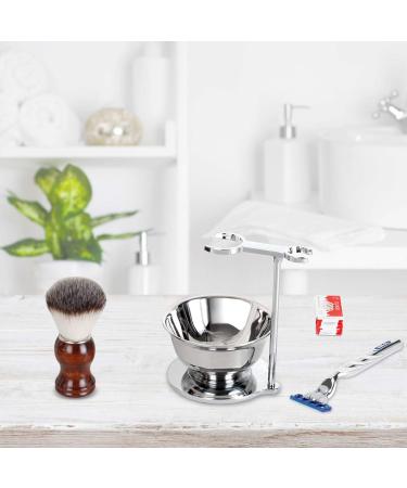 Sanwa Deluxe Shaving Kit for Men - Stainless Steel Razor, Brush Stand, Soap Bowl - Perfect Gift for Him - Buy Online on GoSupps.com
