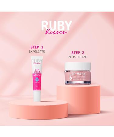 Ruby Kisses Exfoliating Lip Scrub | Gentle Hydrating Lip Care with Jojoba & Shea Butter | Soft Supple Lips Worldwide - Buy Online on GoSupps.com