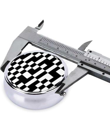 Buy Black and White Checkered Portable Metal Pill Box - Round Mini 3-Compartment | Ideal for Travel & Small Pills - Buy Online on GoSupps.com