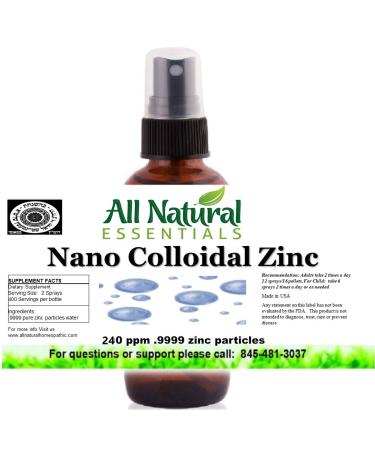 Colloidal zinc Liquid zinc minerals supplement 2oz Bottle 240ppm Nano colloidal liquid zinc mineral Immune Booster highly Absorbable Zinc Kosher zinc All Natural Liquid Pure Zinc adults men women kids