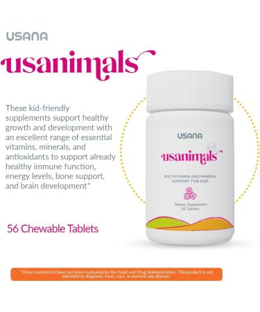 USANA Usanimals | Kid-Friendly Essentials for Healthy Immune Function & Brain Development - 56 Tablets - Buy Online on GoSupps.com