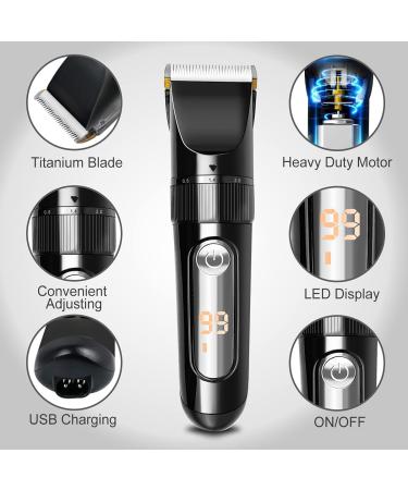 BOMPOW Electric Hair Clippers Trimmer Kit with Adjustable Speeds & 6 Guide Combs - Black - Buy Online on GoSupps.com