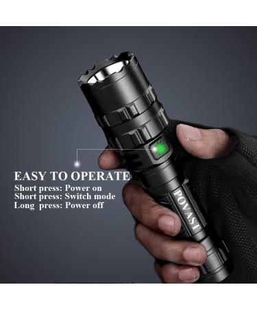 POVAST 1600 Lumens Tactical Flashlight with Picatinny Rail Mount - Remote Pressure Switch, USB Rechargeable - Matte Black - Buy Online on GoSupps.com