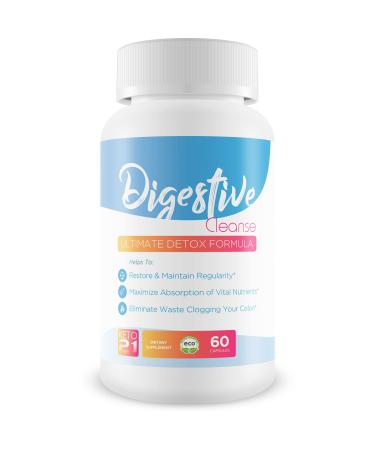 Digestive Cleanse - Ultimate Detox Formula - Restore and Maintain Regularity - Maximize Absorption of Vital Nutrients - Eliminate Waste Clogging Your Colon - Clear the way for the body to expel Toxins