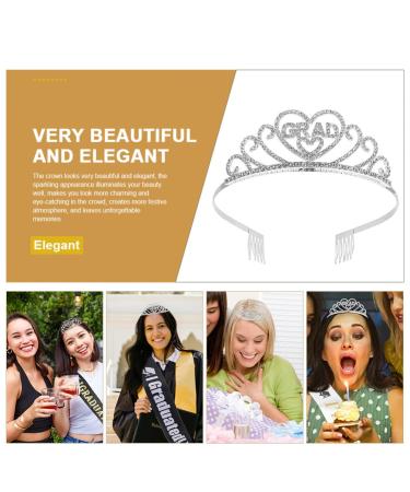 NOLITOY Glittered Metal Graduation Princess Crown Tiara | 2022 Graduation Party Supplies - Silver - Buy Online on GoSupps.com