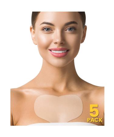 AGOPLEE Chest Wrinkle Pads Pack of 5 100% Medical Grade Anti-Aging Advanced Skin Firming Tightening & Moisturizing Patches D collet Anti Wrinkle Patches Overnight Wrinkle Remover Treatment