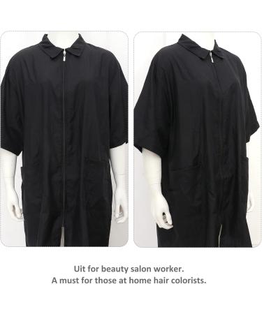 Mobestech Barber Smock - Zip Up Short Sleeve Jacket for Men & Women | Hair Stylist Cape & Apron | Beauty Salon Supply - Black XL - Buy Online on GoSupps.com