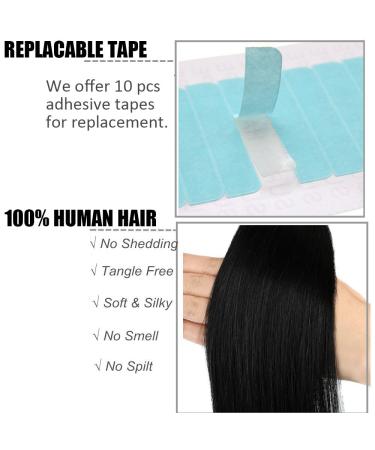 Elailite Invisible Tape In Hair Extensions - 20 Pieces Remy Real Human Hair 55cm 50g #1B Natural Black - Buy Online on GoSupps.com