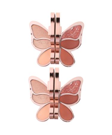 Healvian 2 Pcs Palette Cheek Blusher Eye Glitter Eye Shadow Glitter Cream Abs