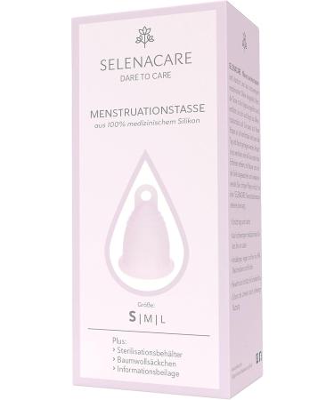 Selenacare Menstrual Cup Premium - Washable Medical Silicone Period Cup with Cotton Bag & Cleaning Container - Size S (21ml) - Pink - 1 Piece - Buy Online on GoSupps.com