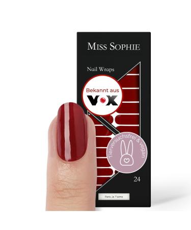 Miss Sophie Nagel film - Paris Je T'Aime - single -colored red nail wraps - 24 ultra -thin self -adhesive long -lasting nail foils Paris Je t'Aime 24