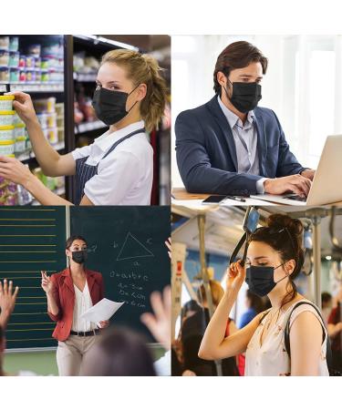 Egook Black Disposable Face Masks - 100 Pack 3 Ply Masks (Black) - 100 Pack - Buy Online on GoSupps.com