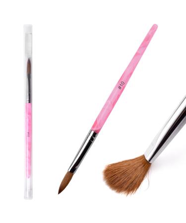 Rolabling Acrylic Nail Brushes Size 8 Nail Art Brush Nail Brush Nail Design Kolinsky Sable Manicure Tool Pink (size 10) Size 10 (Pack of 1)