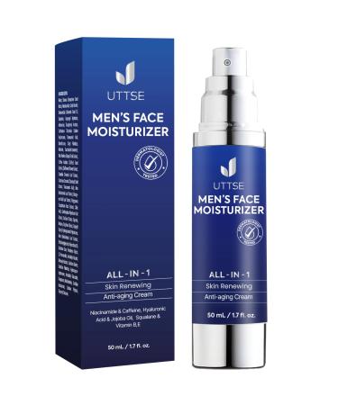 6-in-1 Face Cream for Men: Anti Aging & Wrinkle Cream for Men with Collagen Hyaluronic Acid Vitamins E & B Shea Butter - Dark Spots Remover & Eye Bags Treatment - 1.7 oz.