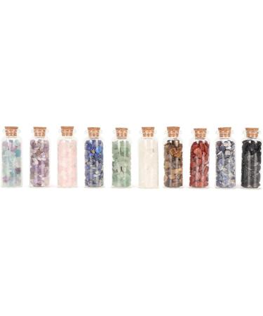 Healing Stone Bottles - 10 Pack Chakra Crystals for DIY - Vibrant Color Healing Gemstone Bottles - Buy Online on GoSupps.com