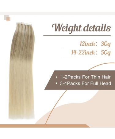 Buy FSHINE Tape-In Hair Extensions - Real Hair Balayage Blonde 30cm 20 Pieces #18/26/60 - Invisible & Smooth Ombre Hair - Buy Online on GoSupps.com