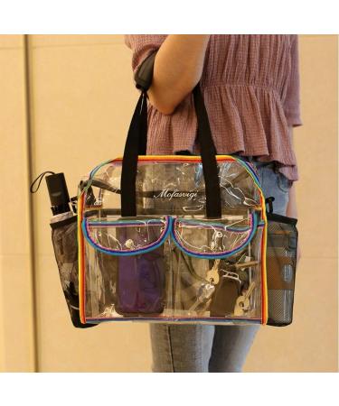 MOFASVIGI Clear Stadium Approved Tote Bag - Waterproof Transparent Rainbow Design for School, Concerts & Travel - Buy Online on GoSupps.com