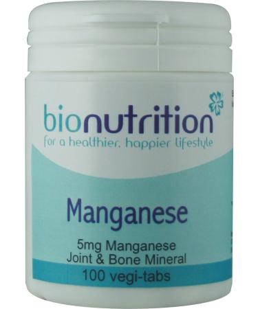 Bio Nutrition Manganese 5mg : Joint Health Mineral : 100 vegi-tabs
