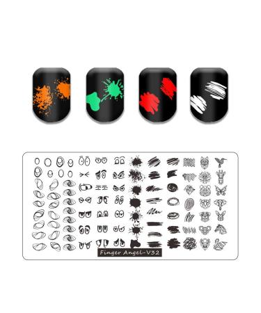 FingerAngel 13pcs Nail Stamp Plates Set - Nails Art Stamping Plate Scraper Stamper Set with Leaves, Flowers, and Animal Designs - V25-32 - Buy Online on GoSupps.com