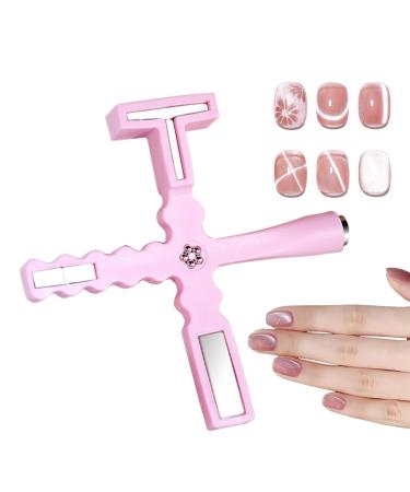 5 in 1 Cat Eye Magnet for Nails Multi-Function Nail Magnets Professional Cat Eye Stick 5 in 1 Nail Design Tools for Salon Studio Home Pink