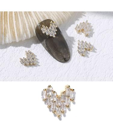 Nail Art Glitter Sweet Nail Jewelry Pendants 3D Heart with Pearl Alloy Nail Rhinestones(2008) Style2008