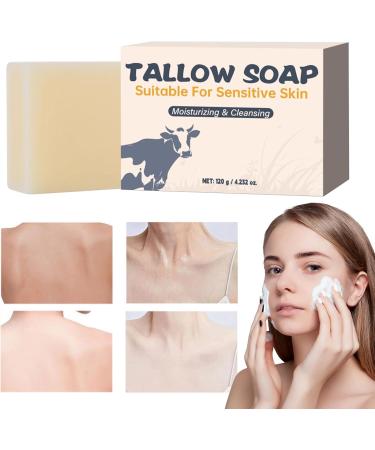 Beef Tallow Soap Bar Natural Soothing Cleanser 3.33x2.44 inches Relaxing Facial Wash Ingredients Moisturizing Body Soap for Bath Shower and Shaving - Buy Online on GoSupps.com