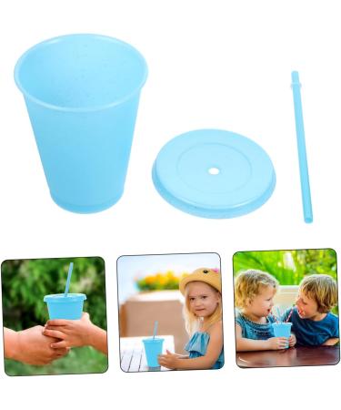 Luxshiny Kids Plastic Sippy Cup - Clear Water Bottle with Straw for Sports, Iced Coffee, and Milk - BPA-Free Children's Drinking Bottle - Blue - 12X10.2CM - Buy Online on GoSupps.com